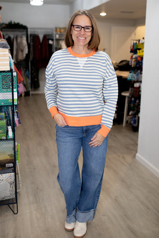 Colorblock Stripe Pullover-Shirts & Tops-Staccato-Stella Violet Boutique in Arvada, Colorado
