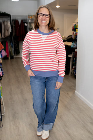 Colorblock Stripe Pullover-Shirts & Tops-Staccato-Stella Violet Boutique in Arvada, Colorado