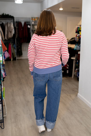 Colorblock Stripe Pullover-Shirts & Tops-Staccato-Stella Violet Boutique in Arvada, Colorado
