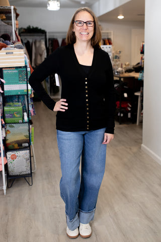 Snap Button Sweater Cardigan-Shirts & Tops-Zenana-Stella Violet Boutique in Arvada, Colorado