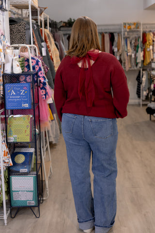The Sweetheart Back Tie Sweater-Shirts & Tops-Blu Pepper-Stella Violet Boutique in Arvada, Colorado