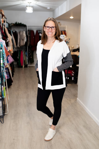 Two Pattern Cardigan-Shirts & Tops-Doe & Rae-Stella Violet Boutique in Arvada, Colorado