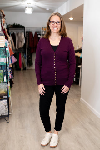 Snap Button Sweater Cardigan-Shirts & Tops-Zenana-Stella Violet Boutique in Arvada, Colorado
