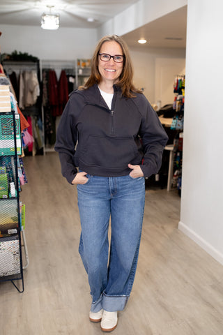 Cropped Quarter Zip Hoodie-Outerwear-Rae Mode-Stella Violet Boutique in Arvada, Colorado