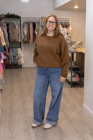 The Cozy Contrast Sweater-Shirts & Tops-Blu Pepper-Stella Violet Boutique in Arvada, Colorado