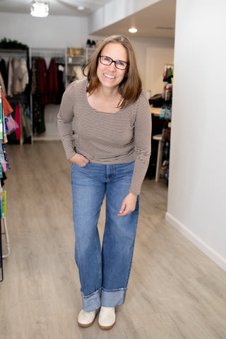 Scoop Neck Striped Tee-Shirts & Tops-Staccato-Stella Violet Boutique in Arvada, Colorado