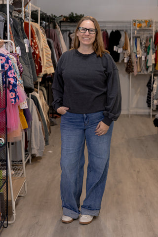 Weekend Textured Pullover-Top-Rae Mode-Stella Violet Boutique in Arvada, Colorado