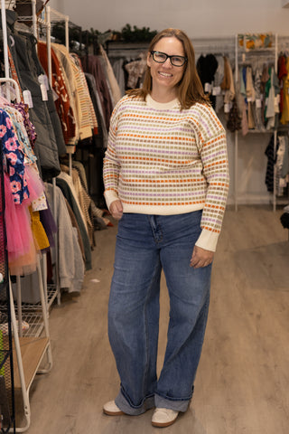 Confetti Grid Sweater-Shirts & Tops-Staccato-Stella Violet Boutique in Arvada, Colorado