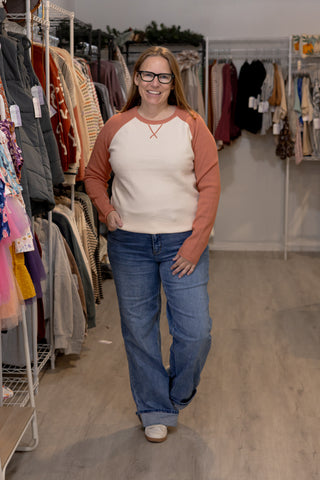 Waffle & Whimsy Contrast Top-Shirts & Tops-Staccato-Stella Violet Boutique in Arvada, Colorado