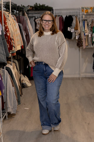 Two-Tone Cozy Contrast Sweater-Shirts & Tops-Zenana-Stella Violet Boutique in Arvada, Colorado