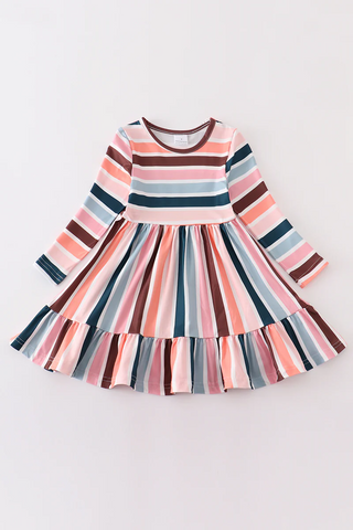 Stripe Print Ruffle Twirl Dress-Dress-Honeydew-Stella Violet Boutique in Arvada, Colorado