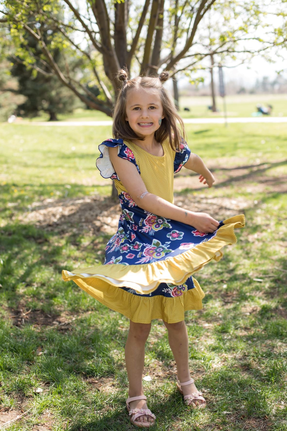 Sunny Blooms Twirl Dress-Dresses-Oopsie Daisy-Stella Violet Boutique in Arvada, Colorado