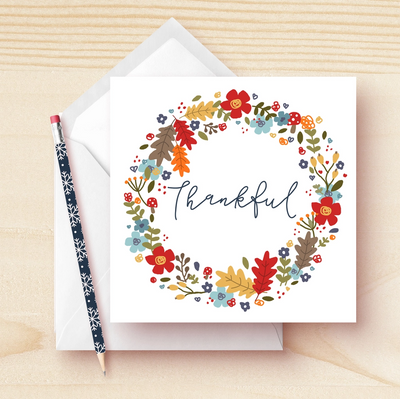 Thankful Wreath Card-Greeting Card-Kathrin Legg-Stella Violet Boutique in Arvada, Colorado
