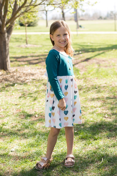 Watercolor Hearts Twirl Dress-Dress-Wellie Kate-Stella Violet Boutique in Arvada, Colorado
