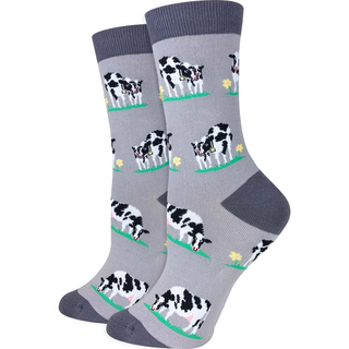 Women's Socks - Cows and Flowers-Socks-Imagery Socks-Stella Violet Boutique in Arvada, Colorado