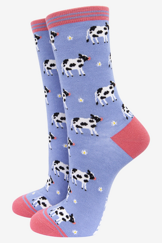 Women's Bamboo Socks - Spring Cow-Socks-Sock Talk-Stella Violet Boutique in Arvada, Colorado