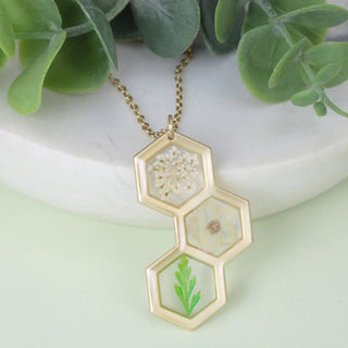 Honey Comb Dried Flower Necklace-Necklace-Zad-Stella Violet Boutique in Arvada, Colorado