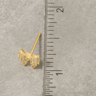 CZ Pave Bow Ribbon Stud Earrings-Earrings-Fame Accessories-Stella Violet Boutique in Arvada, Colorado