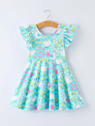 Spring Chicken Twirl Dress-Baby & Toddler Outfits-Rylee Faith Designs-Stella Violet Boutique in Arvada, Colorado