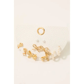 Bow and Pearl Earrings Set-Earrings-Fame Accessories-Stella Violet Boutique in Arvada, Colorado