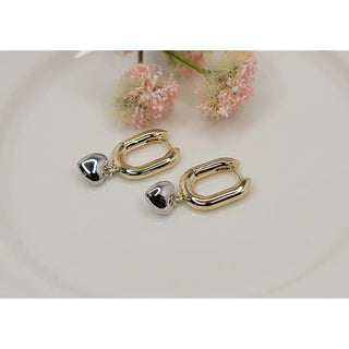 Two Tone Heart Drop Huggie Earrings-Earrings-Betty Oh-Stella Violet Boutique in Arvada, Colorado