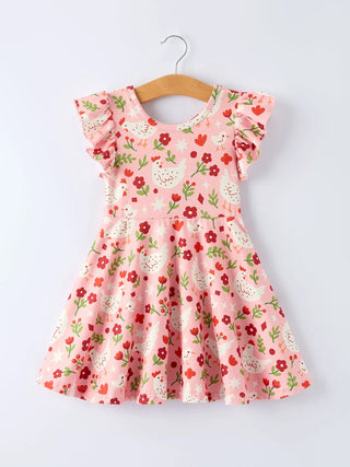 Pink Chicken Twirl Dress-Baby & Toddler Outfits-Rylee Faith Designs-Stella Violet Boutique in Arvada, Colorado