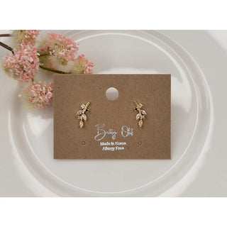 Delicate Leaf CZ Post Earrings-Earrings-Betty Oh-Stella Violet Boutique in Arvada, Colorado