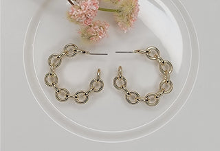 Gold Link Chain Hoop Earrings-Earrings-Betty Oh-Stella Violet Boutique in Arvada, Colorado