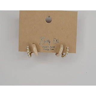 Double Layer Pearl & Enamel Mini Hoop Earrings-Earrings-Betty Oh-Stella Violet Boutique in Arvada, Colorado