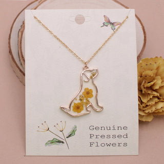 Floral Friend Gold Dog Dried Flower Necklace-Earrings-Zad-Stella Violet Boutique in Arvada, Colorado