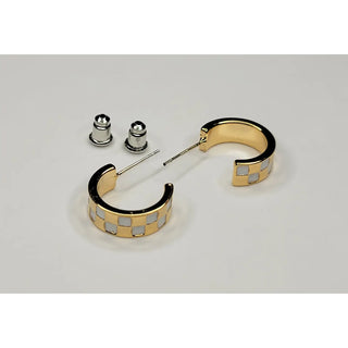 Checkered Mini Hoop Earrings-Earrings-Betty Oh-Stella Violet Boutique in Arvada, Colorado