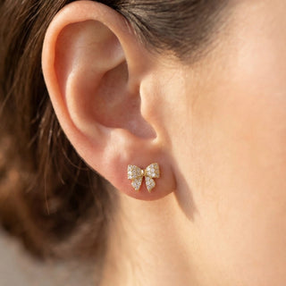 CZ Pave Bow Ribbon Stud Earrings-Earrings-Fame Accessories-Stella Violet Boutique in Arvada, Colorado