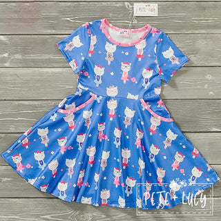 Lovely Meow Twirl Dress-Dress-Pete & Lucy-Stella Violet Boutique in Arvada, Colorado