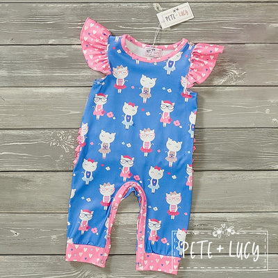Lovely Meow Infant Romper-Romper-Pete & Lucy-Stella Violet Boutique in Arvada, Colorado
