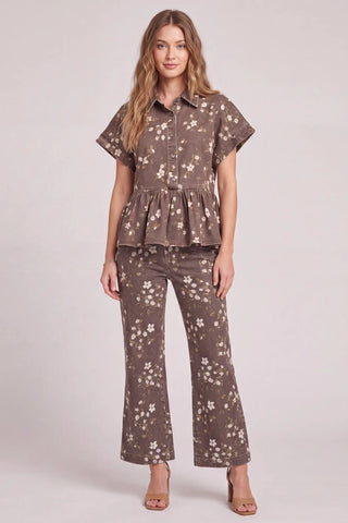 Stretch Flower Print Button Down Top-Top-She + Sky-Stella Violet Boutique in Arvada, Colorado