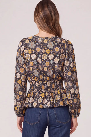 Long Sleeve Floral Print Woven Top-Top-She + Sky-Stella Violet Boutique in Arvada, Colorado