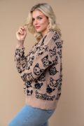 Cat Print Knit Sweater-Shirts & Tops-White Birch-Stella Violet Boutique in Arvada, Colorado