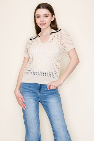 Coastal Breeze Open Knit Top-Shirts & Tops-White Birch-Stella Violet Boutique in Arvada, Colorado