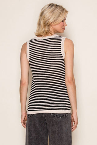 Breezy Stripe Open Knit Tank-Shirts & Tops-White Birch-Stella Violet Boutique in Arvada, Colorado