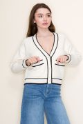 Contrast Trim Button Front Cardigan-Shirts & Tops-White Birch-Stella Violet Boutique in Arvada, Colorado