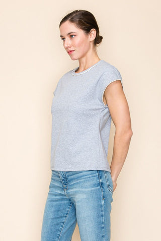 Shimmer Trim Knit Top-Shirts & Tops-White Birch-Stella Violet Boutique in Arvada, Colorado