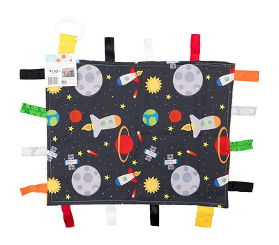 Space Stars Rockets Taggy Blanket Learning Lovey 14" x 18-Baby Jack and Company-Stella Violet Boutique in Arvada, Colorado