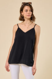 V-Neck Cami with Scalloped Lace Trim-Shirts & Tops-Doe & Rae-Stella Violet Boutique in Arvada, Colorado