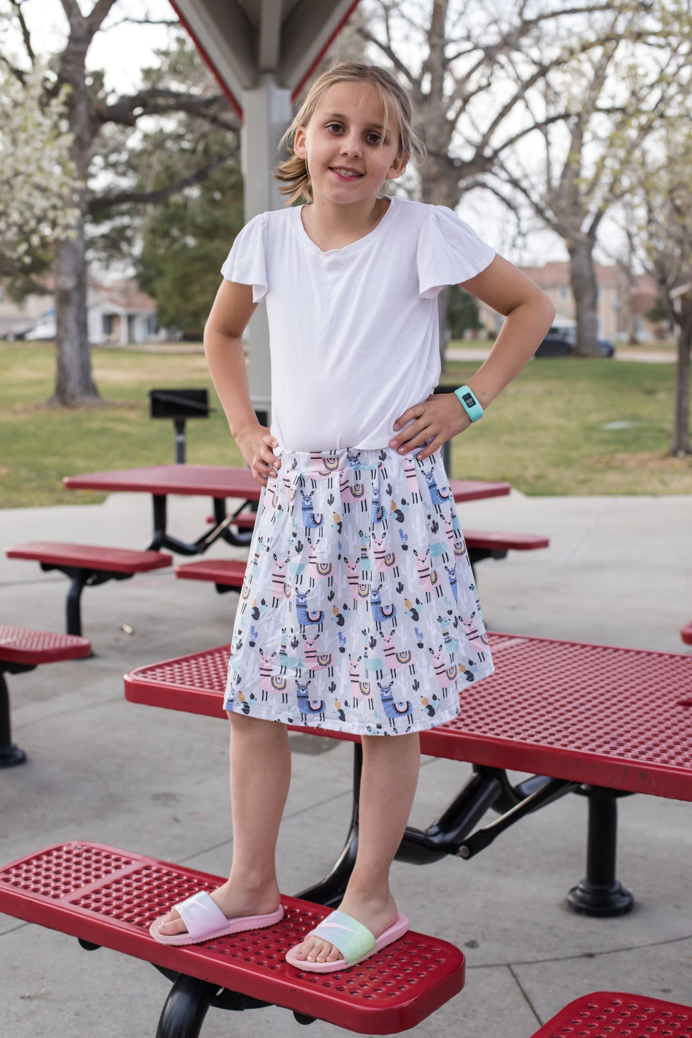 Laid Back Llamas Skirt-Knee-Length Skirts-Sparkledots-Stella Violet Boutique in Arvada, Colorado