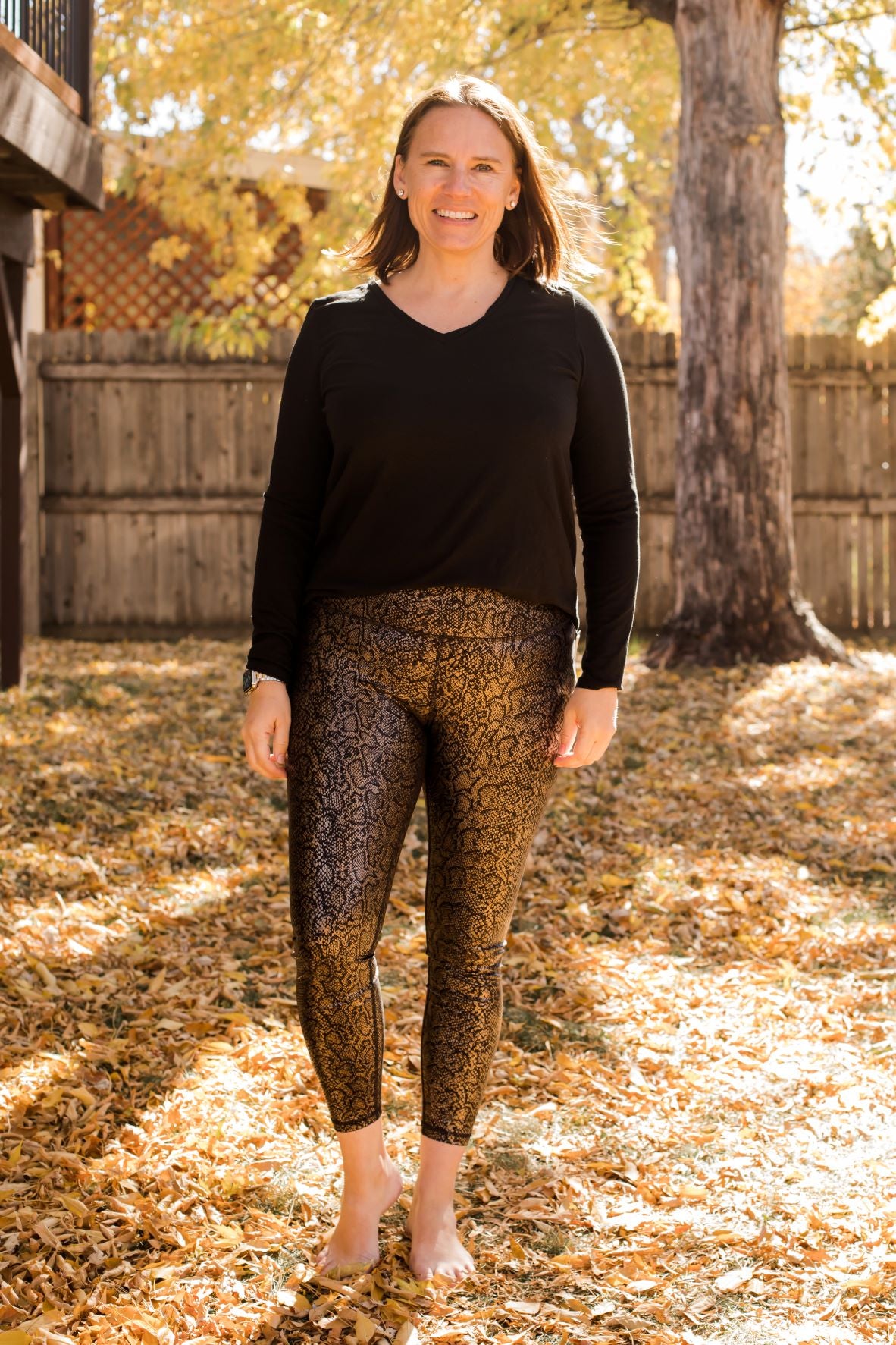 Anaconda Gold Foil Printed Full Length Leggings-Pants-Rae Mode-Stella Violet Boutique in Arvada, Colorado