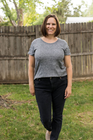 Black Lattice Sleeve Top-Shirts & Tops-Thyme + Honey-Stella Violet Boutique in Arvada, Colorado