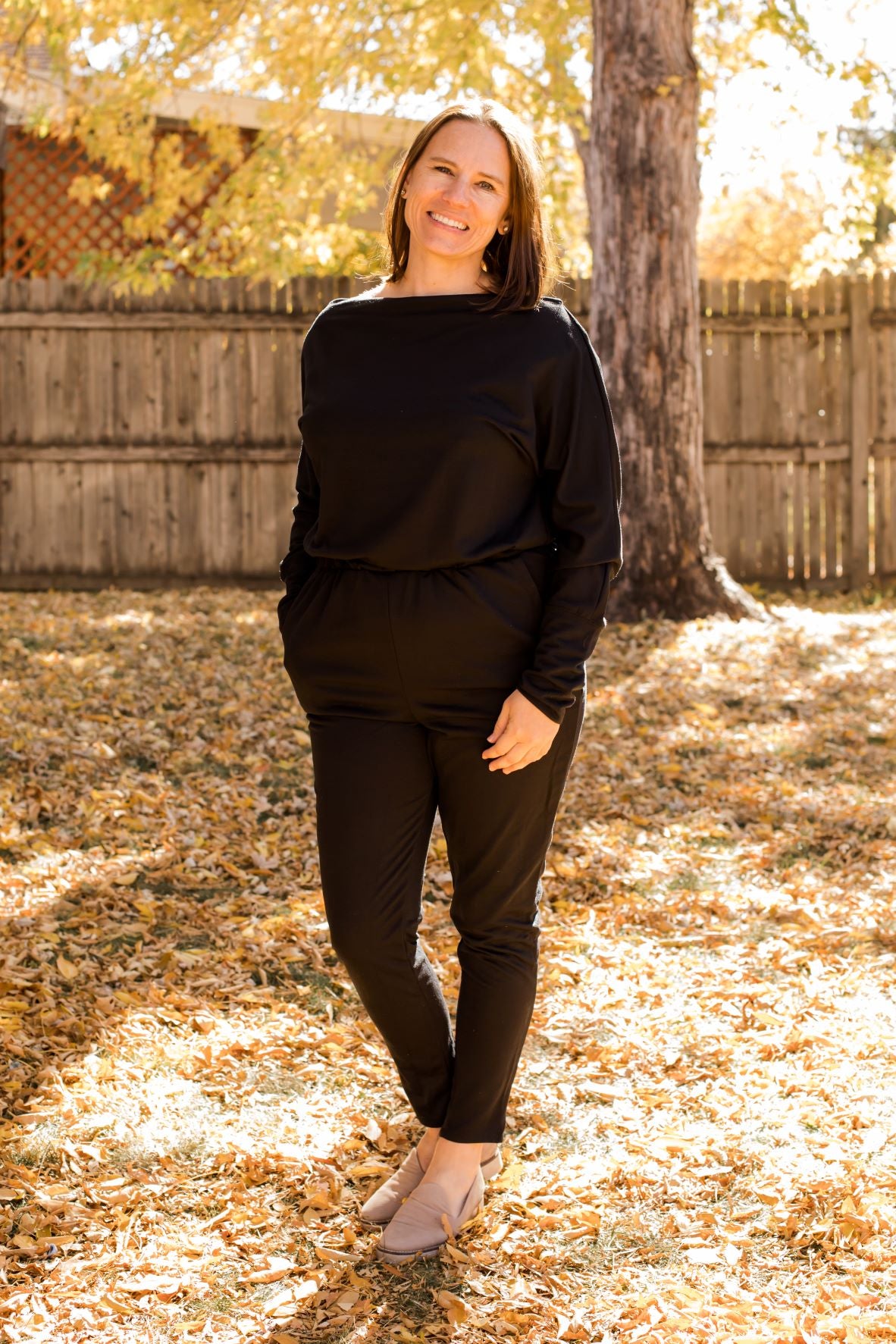 Black Long Sleeve Jumpsuit-Shirts & Tops-K&C - Absolutely Famous-Stella Violet Boutique in Arvada, Colorado