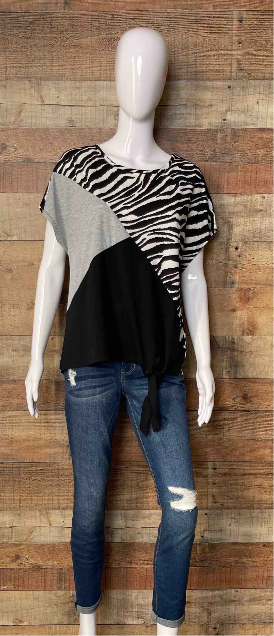 Tie-Bottom Short Sleeve Tee-Shirts & Tops-K&C - Absolutely Famous-Stella Violet Boutique in Arvada, Colorado