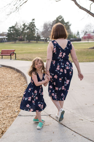 Mommy & Me Blue Floral Dress - Girls-Dresses-Stella Bean-Stella Violet Boutique in Arvada, Colorado