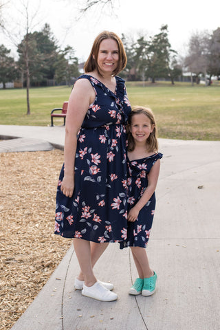 Mommy & Me Blue Floral Dress - Girls-Dresses-Stella Bean-Stella Violet Boutique in Arvada, Colorado